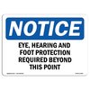 Signmission OSHA Sign, Eye Hearing And Foot Protection Required, 14in X 10in Decal, 14" W, 10" H, Landscap OS-NS-D-1014-L-12368